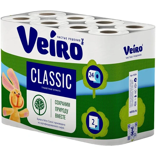 Бумага туалетная Linia Veiro Classic 2сл бел втор 17,5м 140л24рул/уп 5с224