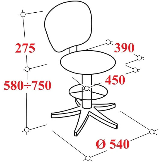Стул лабораторный КО_EChair 232 PU (РС 61Т1/61) к/з черный, винт