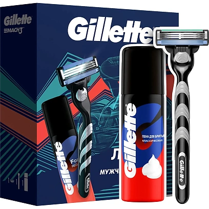 Подарочный набор GILLETTE MACH3 бритва 1смен кас+Пена д/бритья классич 50мл