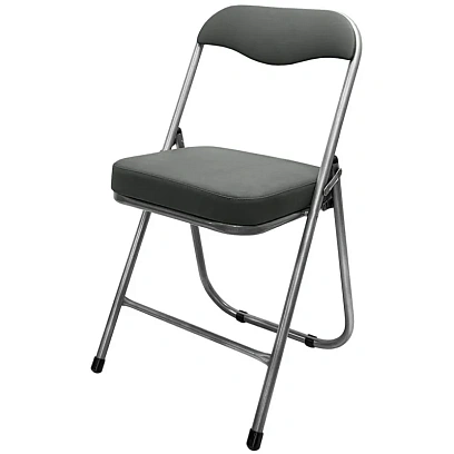 Стул складной каркас металлик , кожзам серый РС 04 кант