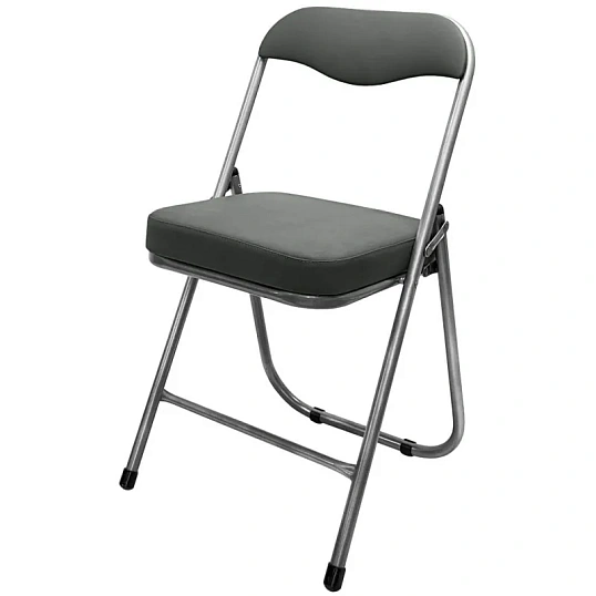 Стул складной каркас металлик , кожзам серый РС 04 кант