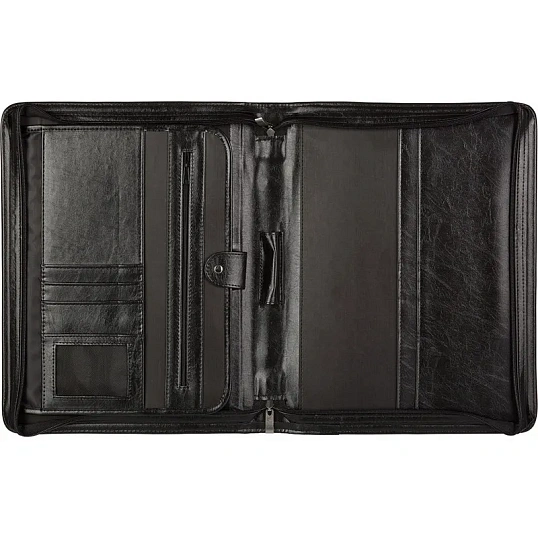 Папка деловая Алекс из искусственной кожи № 161 с ручкой черного цвета