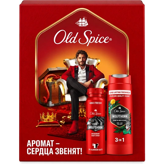 Подарочный набор OLD SPICE Аэрозол дезод 150мл+Гель д/д Wolfthorn 250мл