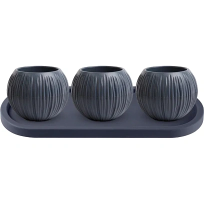 Набор кашпо Сфера Мини (0,3л) на подставке Амалия Антрацит 3шт,КШ-0705