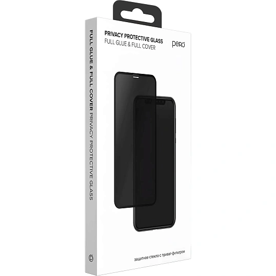 Защитное стекло PERO Full Glue Privacy для iPhone 16 Pro Max, черное
