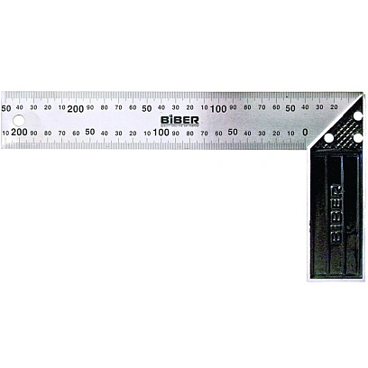 Угольник столярный БИБЕР 40635 ПРОФИ 350мм нержавеющая сталь, гравировка