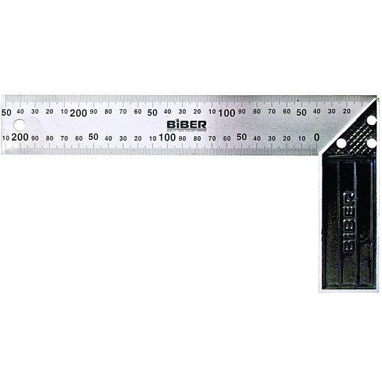Угольник столярный БИБЕР 40635 ПРОФИ 350мм нержавеющая сталь, гравировка