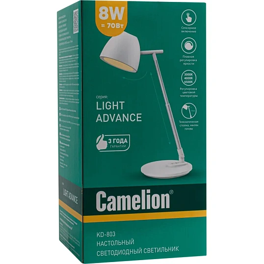 Светильник KD-803 C01 бел. LED 8Вт, 580лм, рег.ярк и цвет.темп