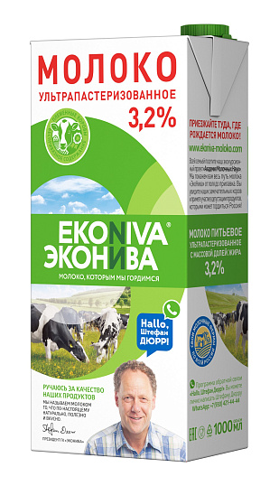 Молоко ультрапаст.ЭкоНива 3,2% 1000 мл. TBA SlimCap СБ