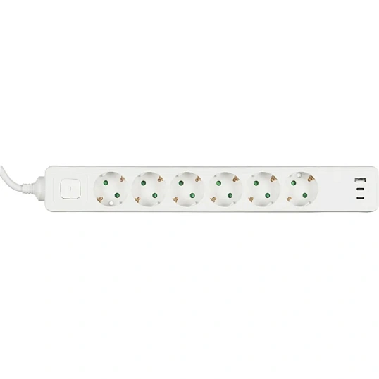 Сетевой фильтр BigTech CD6-1,4WU (6р/1,4м/USB-C/USB-A/16А/3680Вт белый)