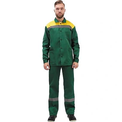 Костюм рабочий летний муж л02-КПК кур/пк зел/желт 64-66/170-176