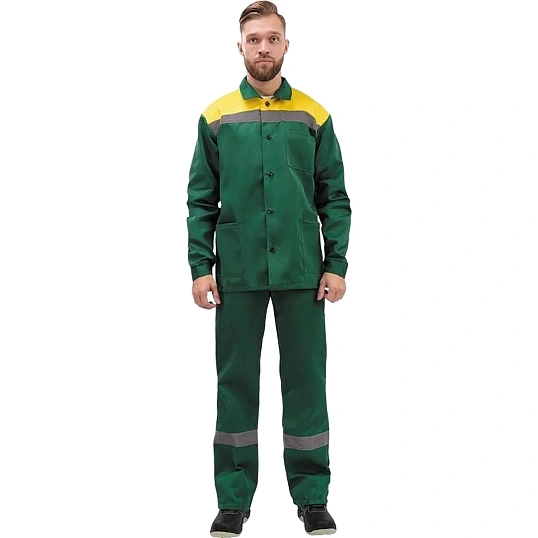 Костюм рабочий летний муж л02-КПК кур/пк зел/желт 64-66/170-176