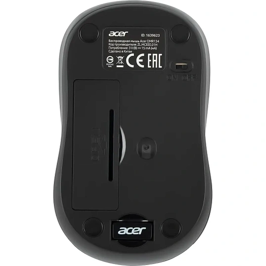 Мышь компьютерная Acer OMR134 серый оптичес. 1000dpi/2but беспровод. USB
