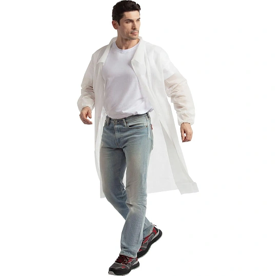 Халат одноразовый TOPFORT белый на кнопках 30 г (р.XХXL, 10 шт/уп)