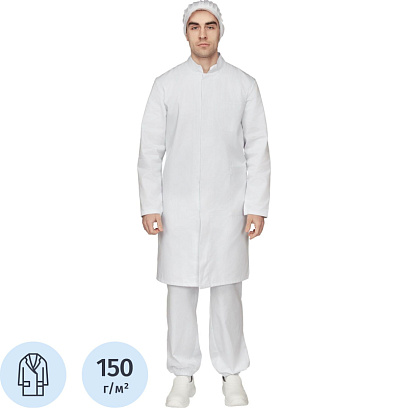 Халат для пищевого производства у17-ХЛ муж.ХАССП белые  (52-54)182-188
