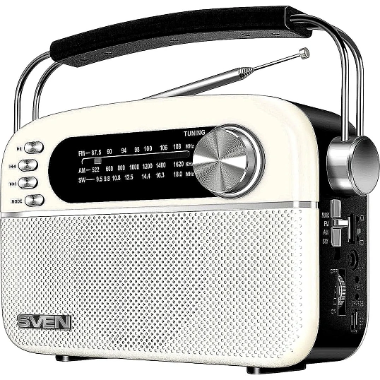 Радиоприемник SVEN SRP-505, белый, 3 Вт (RMS), Bluetooth, FM/AM/SW, USB