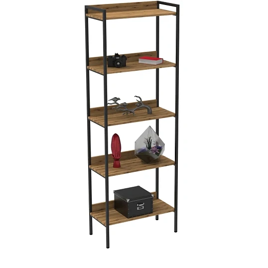 Стеллаж TI_Комус Онега-10, 5 полок, рег опоры, 675х1950мм, дуб вотан