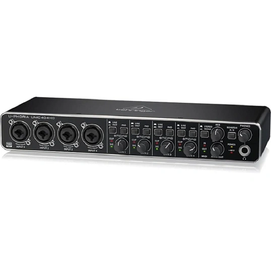 Аудиоинтерфейс Behringer UMC404HD, внешний, MIDI, USB 2.0, 4 вх/4 вых