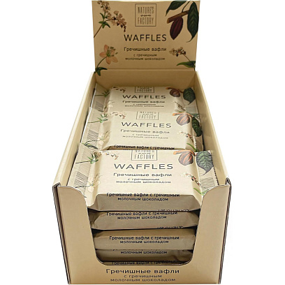 Вафли Natures own factory гречишные с греч. молочным  шок., 20гx18шт/уп