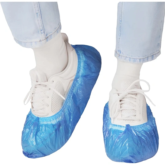 Бахилы п/э Elegreen Экстра (с2.рез),дв,син,ГППНД2-8/8/2р-С-С,3,9г,500пар/уп