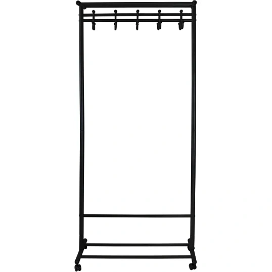 Вешалка МЕ_напольная М 9 с крючками (8295), колеса, черный