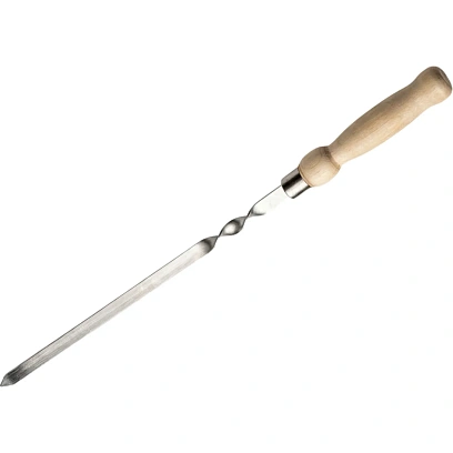Шампур плоский с деревян. ручкой Grillkoff, нерж.сталь, 570 /12/1,5 мм, 392