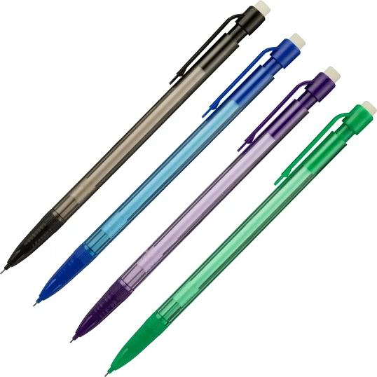 Карандаш механический 0,5мм, пластиковый прозр.корп, в ассорт SMP003