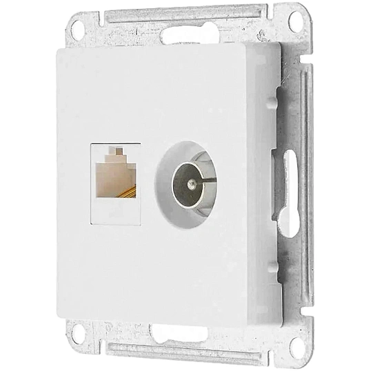 Розетка 2-ая TV+комп. RJ45 кат. 5Е SE AtlasDesign Белый (ATN000189)