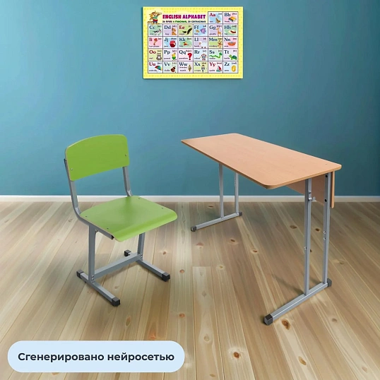 Парта MET_Комус Мебель стол ученический Школа 2-мес 3-7р.г.закр уг бук/сер