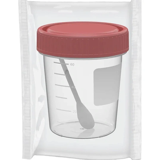 Контейнер д/сбора биопроб Перинт стер с ложк 60мл КО0НЛПП,400шт/уп крышкой