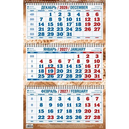 Календарь настенный 3-х блочный 2027 Котенок 310х680 4527006