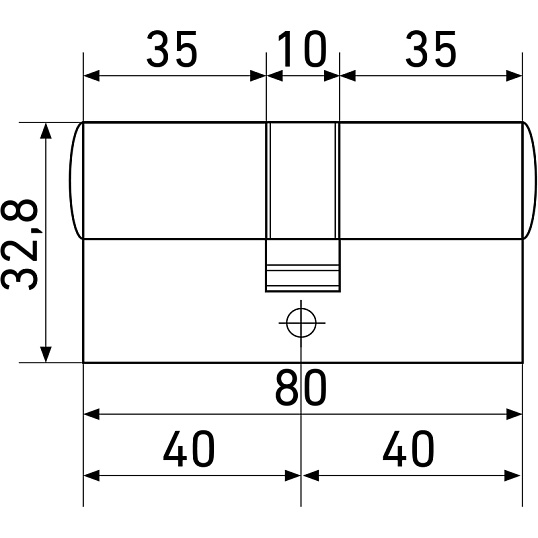 Замок врезной УЗК_Мех.цилин Стандарт MAX 80 40х40 SN5кл перф.кл/кл.мат.ник