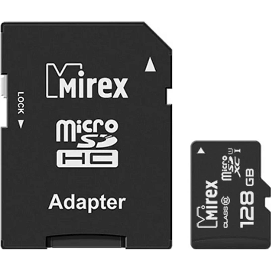Карта памяти Mirex microSDХC с адап 128Gb/UHS-I/U1/class 10(13613-AD10S128)