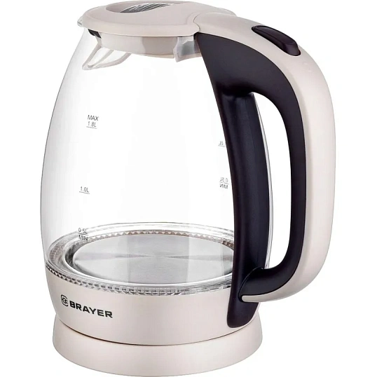 Чайник электрический BRAYER BR1045BN, 2200 Вт, 1,8 л, высококач. Стекло