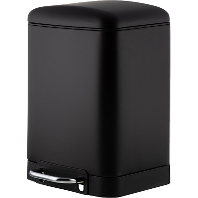 Ведро мусорное с педалью и доводчиком Luscan 6л, черное,прямоуг,металл