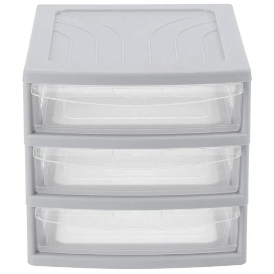 Бокс с выдвижными лотками А6 175х186х214мм 3выдв.отд, светло-сер. 433224030