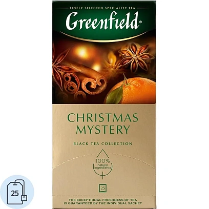 Чай ГРИНФИЛД Кристмас Мистери(1,5гх25п)чай пак.черн.с доб.