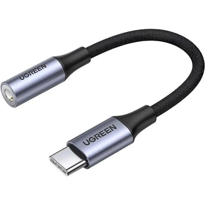 Адаптер UGREEN AV161 (80154)Type C Male To 3.5mm Audio Adapt. 10см сер.косм