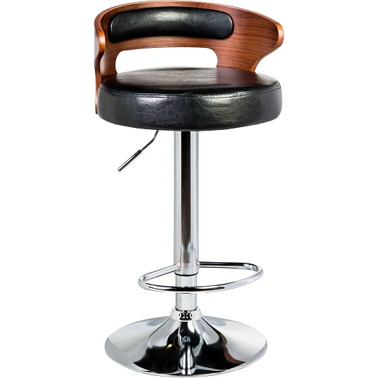 Стул барный LO_DOBRIN FRED LMZ-1018-N черный/коричневое дерево,хром 2шт/уп