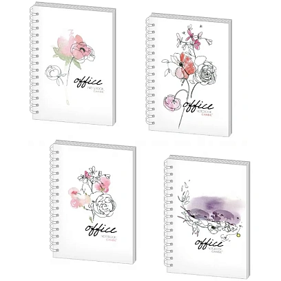 Бизнес-тетрадь 60л,кл,А5,Office Flowers,тв.пер,спир,УФ(СВА5-60OF)
