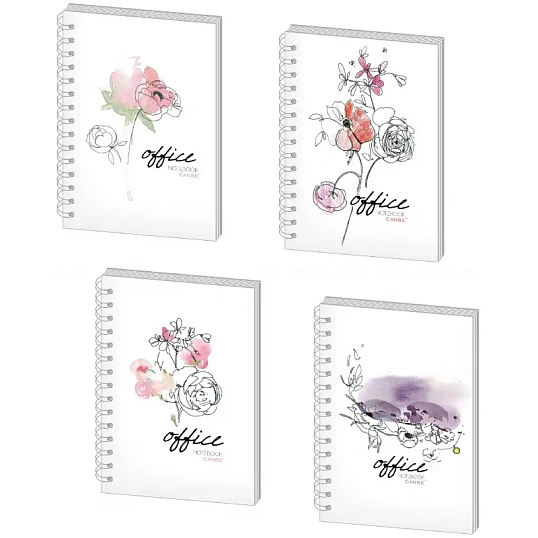 Бизнес-тетрадь 60л,кл,А5,Office Flowers,тв.пер,спир,УФ(СВА5-60OF)