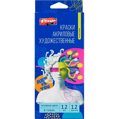 Краски акриловые профессиональные Комус Арт наб 12 цветов по 12 мл в тубах