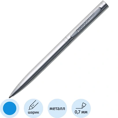 Ручка шариковая BV FIRENZE 1мм син кор серебрн,тубус прямоуг сер 20-0302/03