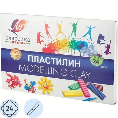 Пластилин классический Луч Классика 24 цв 480 гр., 28С 1642-08