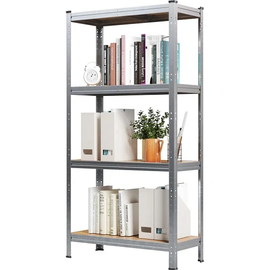 Стеллаж металлический MZ BONUS, 4 полок, цинк, ХДФ, 1550х800х350