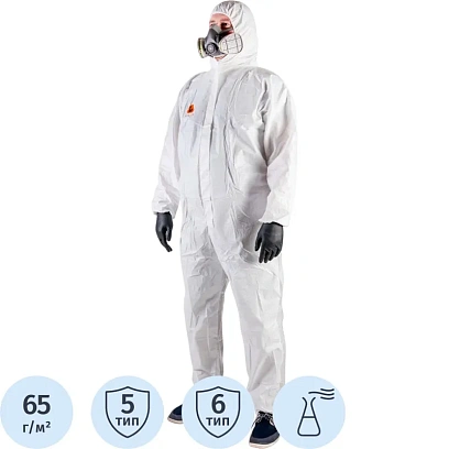 Комбинезон одноразовый (65г/м2)с кап.JetaSafety JPC65 ElementComfort бел рL
