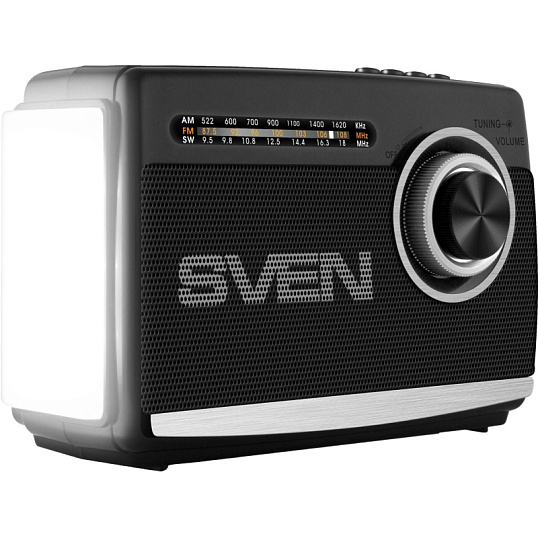 Радиоприемник Sven SRP-155, чёрный, BT/FM/AM/SW/USB/microSD, фонарь, аккум