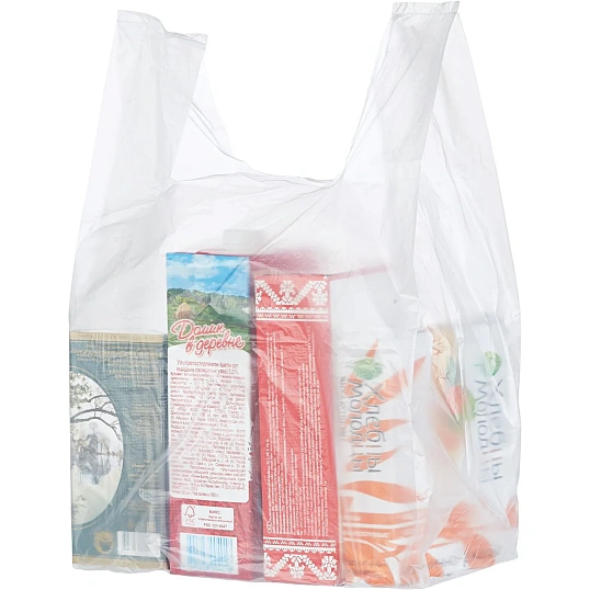 Пакет-майка ПНД 25+12х45 12мкм, белый 100 шт/уп