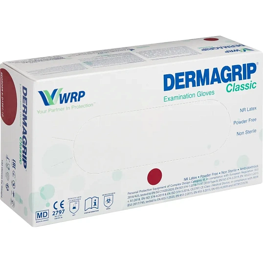 Перчатки латекс н/c,н/о, текст,2хлор Dermagrip Cls (M) 50п/уп