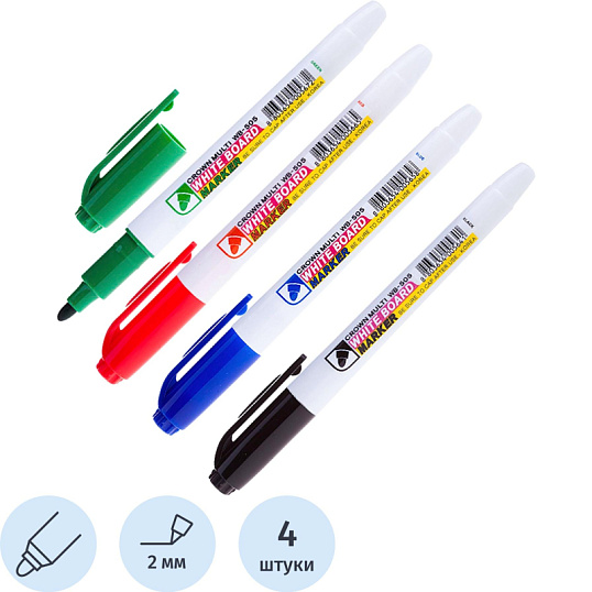 Набор маркеров для белых досок WB-505 4цв пулевидный 2мм ПВХ-футляр